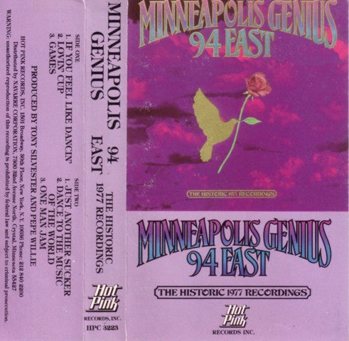 94 East – Minneapolis Genius (The Historic 1977 Recordings) - Used Cassette Tape Hot Pink 1985 USA - Electronic / Disco