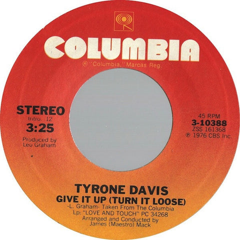 Tyrone Davis ‎– Give It Up (Turn It Loose) / You're Too Much - VG+ 7" Single 45 Record 1976 USA - Disco
