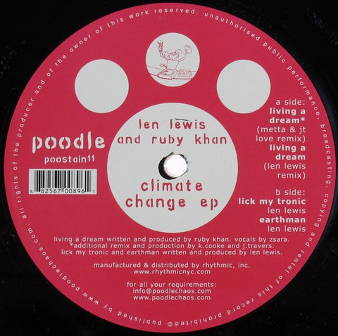 Len Lewis And Ruby Khan ‎– Climate Change EP - Mint- 12" Single Record 2005 Poodle UK Import Vinyl - Acid House