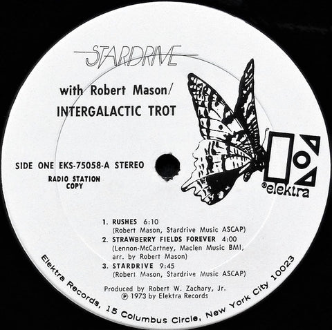 Stardrive With Robert Mason ‎– Intergalactic Trot - VG+ Lp Record (no cover) 1973 Elektra USA Promo Vinyl - New Age / Ambient / Experimental