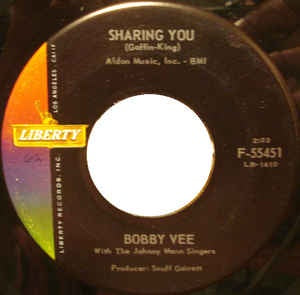 Bobby Vee ‎– Sharing You / In My Baby's Eyes VG+ - 7" Single 45RPM 1962 Liberty USA - Pop