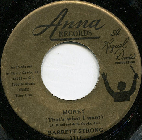Barrett Strong ‎– Money (That's What I Want) / Oh I Apologize VG- 7" Single 45RPM 1960 Anna - R&B