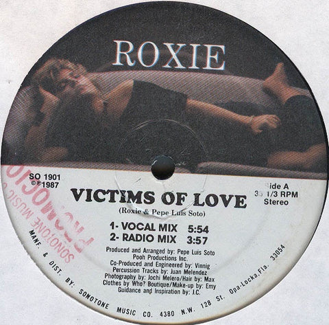 Roxie ‎- Victims Of Love - VG+ 12" Single 1987 USA - Synth Pop