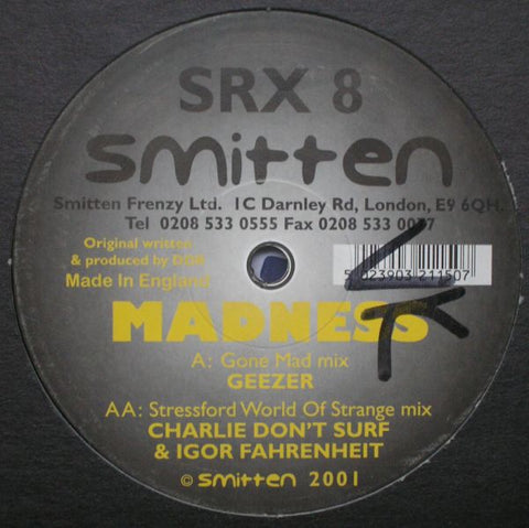 DDR ‎– Madness - Mint 12" Single Record 2001 UK Import Vinyl (samples fear and loathing movie) - Techno / Acid