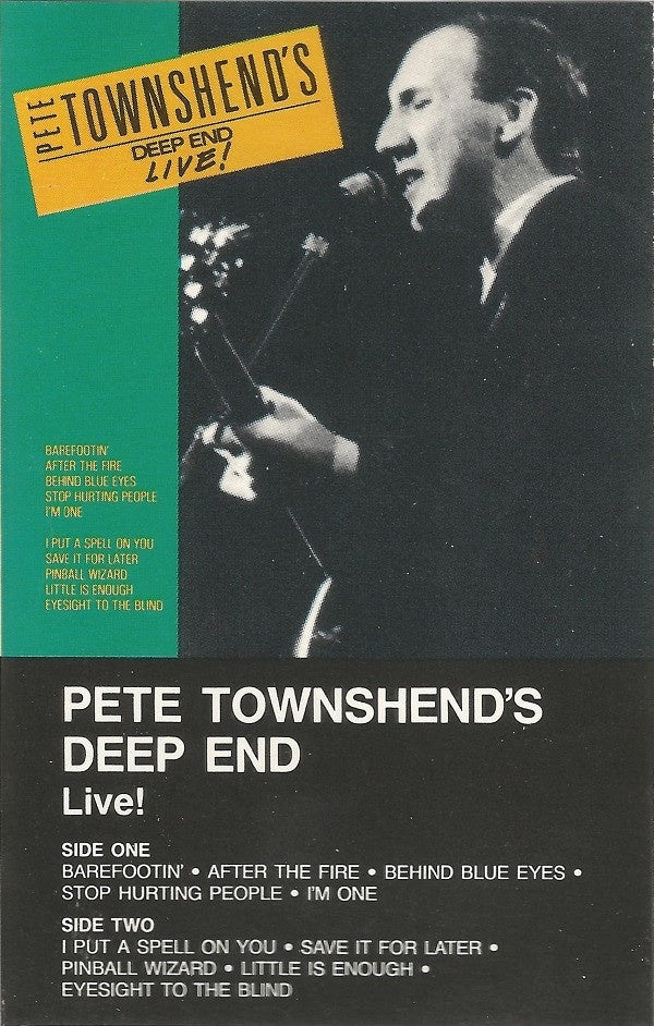 Pete Townshend ‎– Pete Townshend's Deep End Live! - Used Cassette Tape 1986 ATCO USA - Rock - Shuga Records