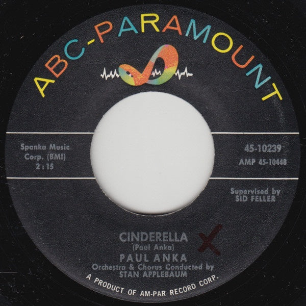 Paul Anka ‎– Cinderella / Kissin' On The Phone VG+ 7" Single 45rpm 1961 ABC-Paramount USA - Pop Rock - Shuga Records