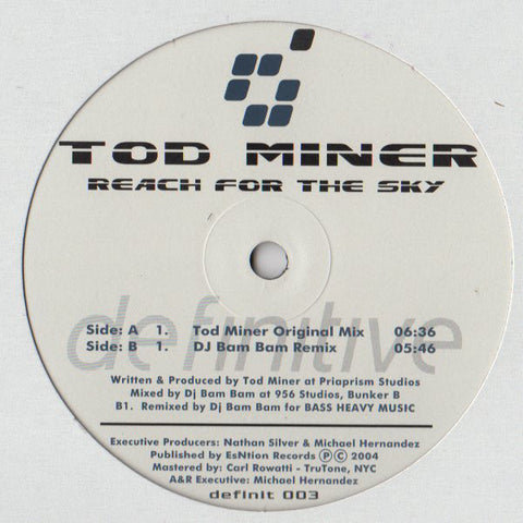 Tod Miner - Reach For The Sky Mint- - 12" Single 2004 Definitive USA - Chicago House