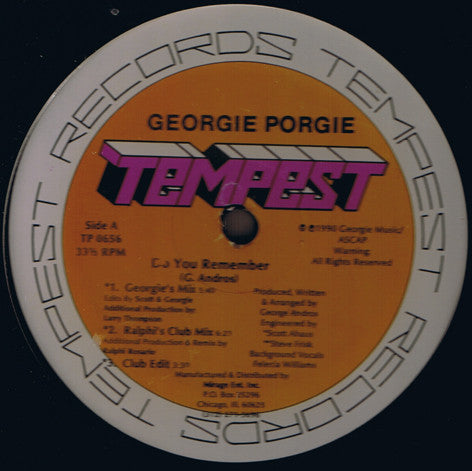 Georgie Porgie - Do You Remember - VG 12" Single USA 1990 (Original Press) - Chicago House