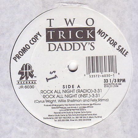 Two Trick Daddy's - Rock All Night / Snatch And Grab - VG- (Low Grade) 12" Single Promo1993 USA - Hip Hop