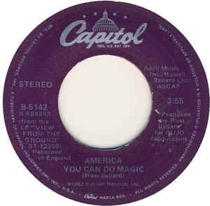 America- You Can Do Magic / Even The Score- VG+ 7" Single 45RPM- 1982 Capitol Records USA- Rock/Pop