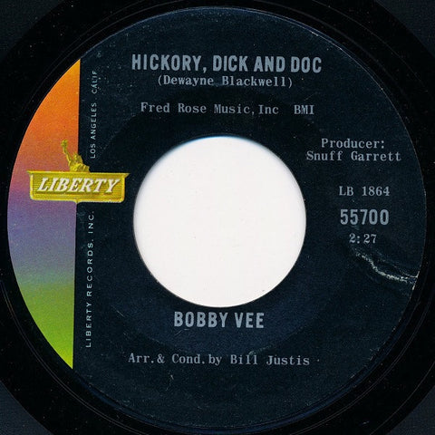 Bobby Vee ‎- Hickory, Dick And Doc / I Wish You Were Mine Again - VG+ 7" Single 45 RPM 1964 USA - Rock / Pop