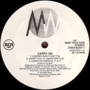 Martha Wash ‎- Carry On - VG+ 12" Single 1992 USA - House - Shuga Records