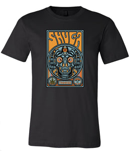 Shuga Records 'Trippy Skull' Design Black T-Shirts