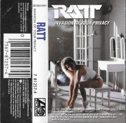 Ratt - Invasion Of Your Privacy - VG+ 1985 USA Cassette Tape - Rock