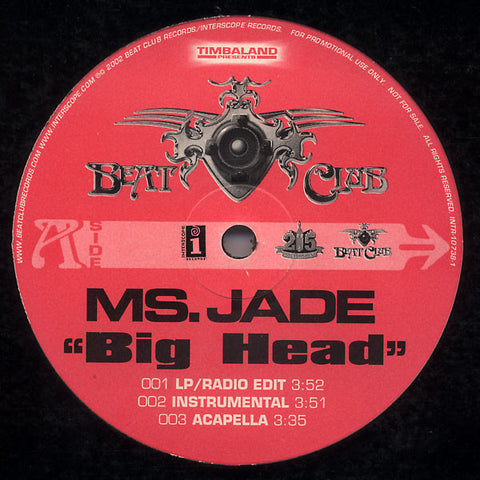 Ms. Jade - Big Head VG+ - 12" Single 2002 Interscope USA - Hip Hop