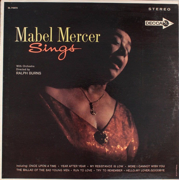 Mabel Mercer ‎– Mabel Mercer Sings - VG+ Lp Record 1964 Decca USA Stereo Vinyl - Jazz / Swing