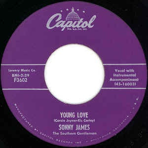 Sonny James- Young Love / You're The Reason I'm In Love- VG+ 7" SIngle 45RPM- 1956 Capitol Records USA- Folk/Country - Shuga Records