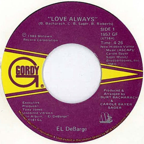 El DeBarge ‎– Love Always / The Walls Came Tumbling Down - Mint- 45rpm 1986 USA Gordy Records - Funk / Soul / Synth-Pop