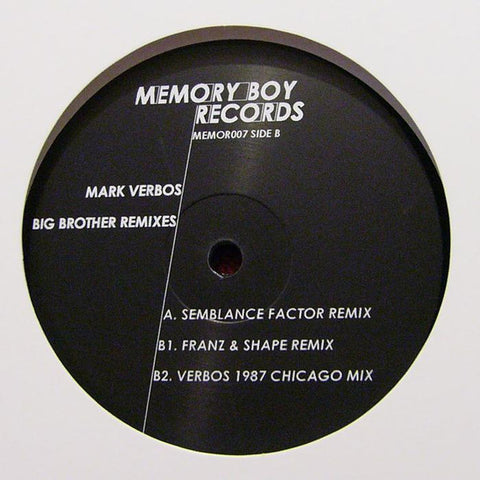 Mark Verbos ‎– Big Brother - Remixes - Mint- 12" Single USA 2007 - CHICAGO Acid House / Tech House