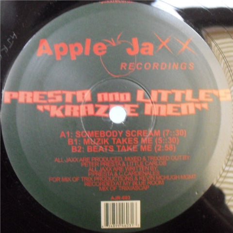 Krazee Men ‎– Somebody Scream - New 12" Single Record 2001 Apple Jaxx USA Vinyl - Chicago House