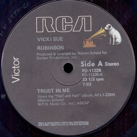 Vicki Sue Robinson ‎– Trust In Me / Don't Try To Win Me Back Again - VG+ 12" Promo Single Vinyl Record 1978 RCA Victor USA - Disco
