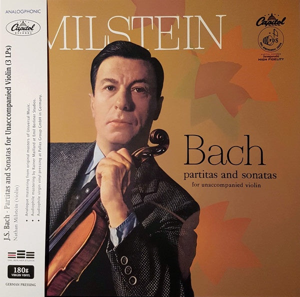 Nathan Milstein - Bach ‎– Partitas And Sonatas For Unaccompanied Violin (1957) - New 3 LP Record Box Set South 2019 Analogphonic/Capitol Import 180 gram Mono Vinyl - Classical - Shuga Records