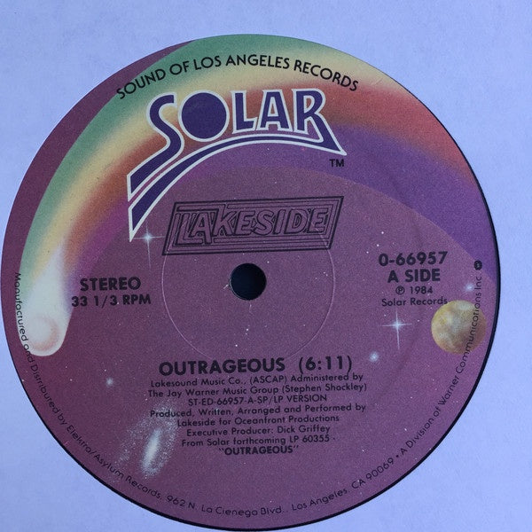 Lakeside ‎– Outrageous - VG+ 12" Single 1984 USA - Electro - Shuga Records