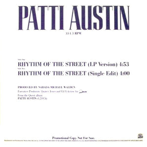 Patti Austin - Rhythm Of The Street VG+ - 12" Single 1984 Qwest USA - Disco