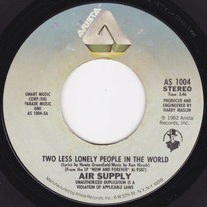 Air Supply - Two Less Lonely People In The World / What Kind Of Girl Mint- - 7" Single 45RPM 1982 Arista USA - Pop