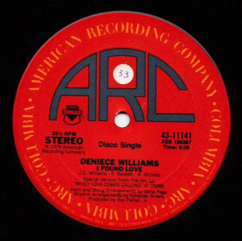 Deniece Williams ‎- I Found Love / Are You Thinking? - VG+ 12" Single 1979 USA - Soul / Funk / Disco