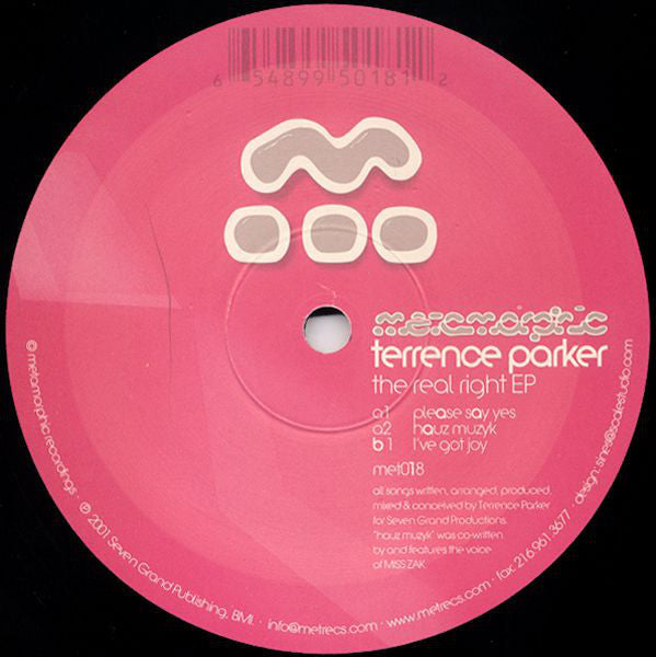 Terrence Parker - The Real Right EP - New 12" Single Record 2001 Metamorphic USA Vinyl - Chicago House / Deep House - Shuga Records