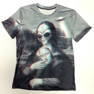 Alien Mona Lisa 88% Polyester / 12% Spandex Blend T-Shirt