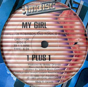 1 Plus 1 - My Girl - VG+ 12" Single 1983 Unidisc - Hi NRG