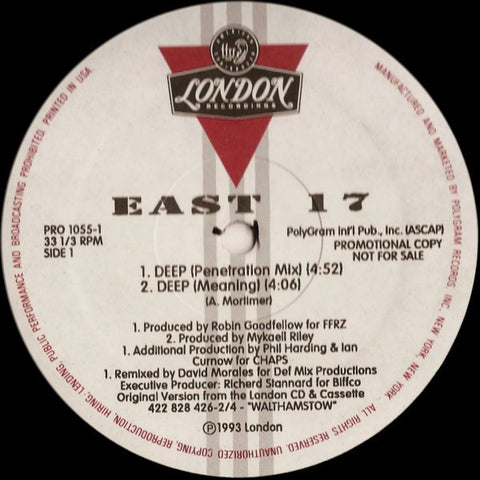 East 17 - Deep Mint- - 12" Single 1992 London USA - House