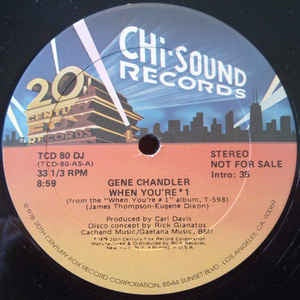 Gene Chandler ‎– When You're # 1 - VG 12" Single Promo 1979 20th Century Fox USA - Funk / Soul