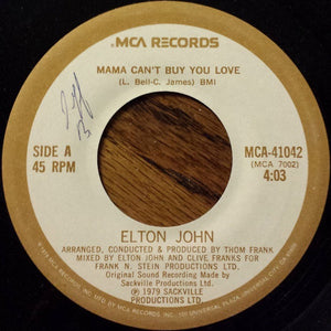 Elton John ‎– Mama Can't Buy You Love / Three Way Love Affair - VG+ 45rpm 1979 USA MCA Records - Funk / Soul / Pop / Disco