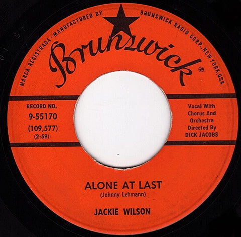 Jackie Wilson ‎– Alone At Last / Am I The Man - VG+ 7" Single 45rpm 1960 Brunswick USA - Rock / Soul