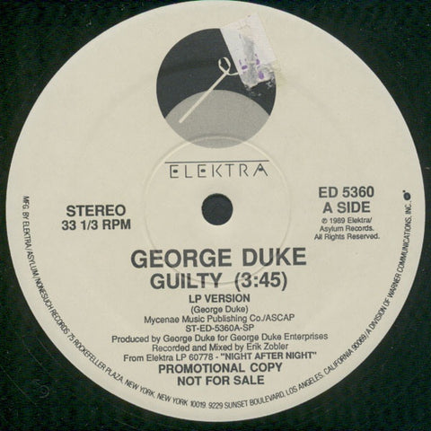 George Duke ‎– Guilty - Mint- 12" Single Promo 1989 USA - Jazz / Jazz-Funk