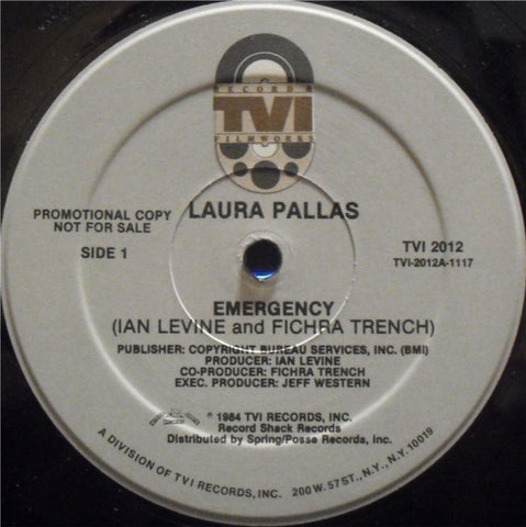 Laura Pallas - Emergency VG+ - 12" Single 1984 TVI USA - Hi NRG
