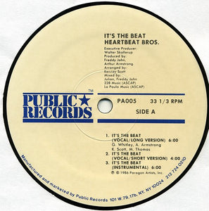 Heartbeat Bros. ‎– It's The Beat / The Shake - New 12” Single Record 1986 USA Original Vinyl - Hip Hop - Shuga Records