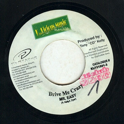Mr. Easy ‎– Drive Me Crazy - VG+ 45rpm 2001 Jamaica - Reggae / Dancehall - Shuga Records