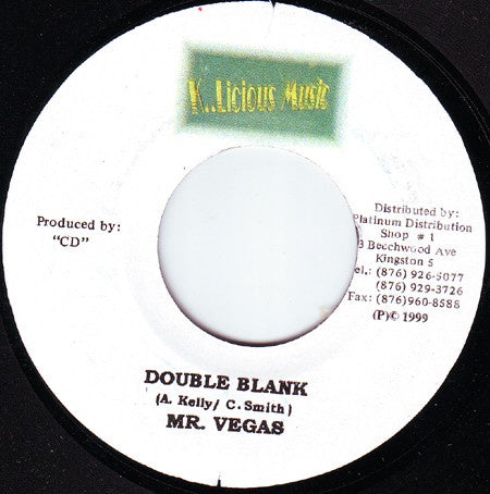 Mr. Vegas / U.T. Dread ‎– Double Blank / Two Law - VG+ 7" Single 45rpm 1999 K..Licious Jamaica - Reggae