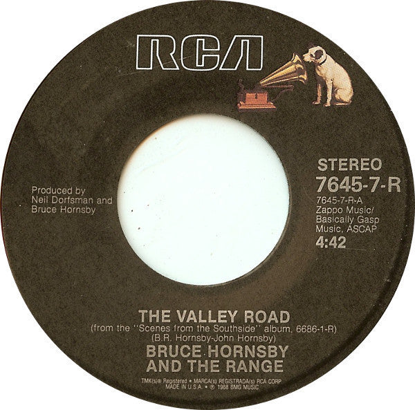 Bruce Hornsby And The Range - The Valley Road / The Long Race VG - 7" Single 45RPM 1988 RCA USA - Rock
