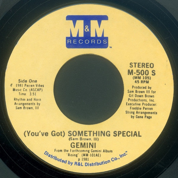 Gemini ‎- (You've Got) Something Special / Everytime I See A Pretty Lady - VG- 7" Single 45rpm M&M USA - Funk / Soul / Disco - Shuga Records