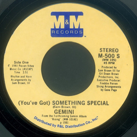 Gemini ‎- (You've Got) Something Special / Everytime I See A Pretty Lady - VG- 7" Single 45rpm M&M USA - Funk / Soul / Disco
