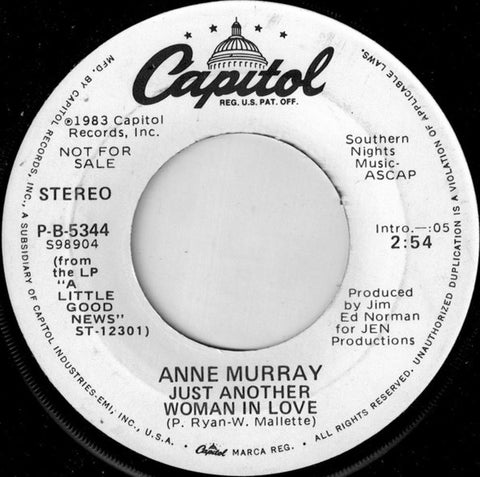 Anne Murray ‎– Just Another Woman In Love - VG+ 45rpm 1983 Capitol Records USA - Pop