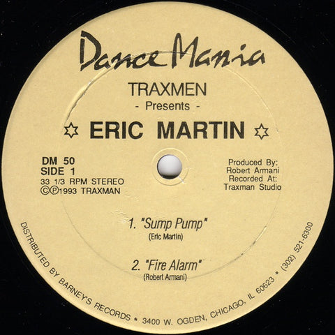 Eric Martin ‎– Sump Pump - VG- 12" Single 1993 Dance Mania US - Chicago House