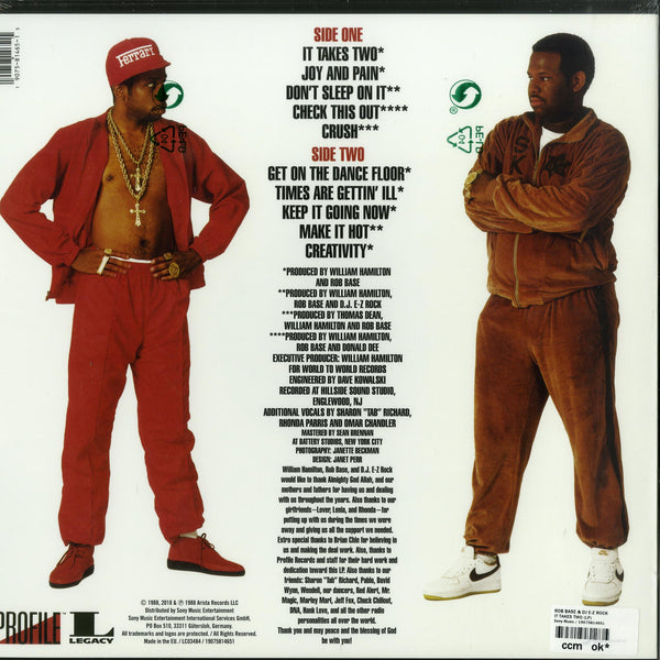 Rob Base & DJ E-Z Rock - It Takes Two (1988) - New Lp Record Store Day 2018 Profile RSD Europe Import Red Vinyl - Hip Hop - Shuga Records