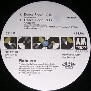 Raheem ‎– Dance Floor - VG+ 12" Single Record 1988 USA A&M Vinyl - Hip Hop