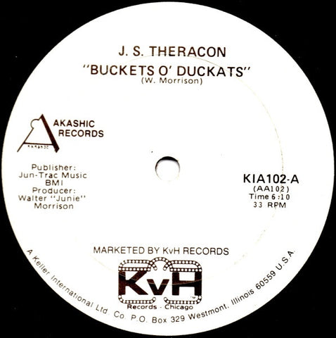 J.S. Theracon ‎– Buckets O' Duckats VG+ 12" Single 1981 Akashic White Label Promo USA - P.Funk